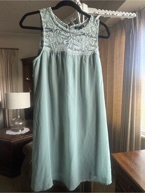 As U Wish Mint Lace Detail Sleeveless Dress